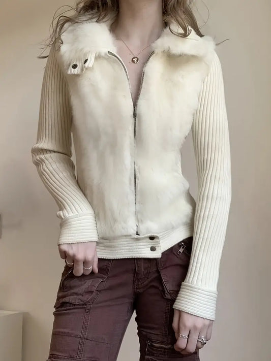 Gilet Élégant Col Fourrure Artificielle pour Femme Hiver - LuxeStyle