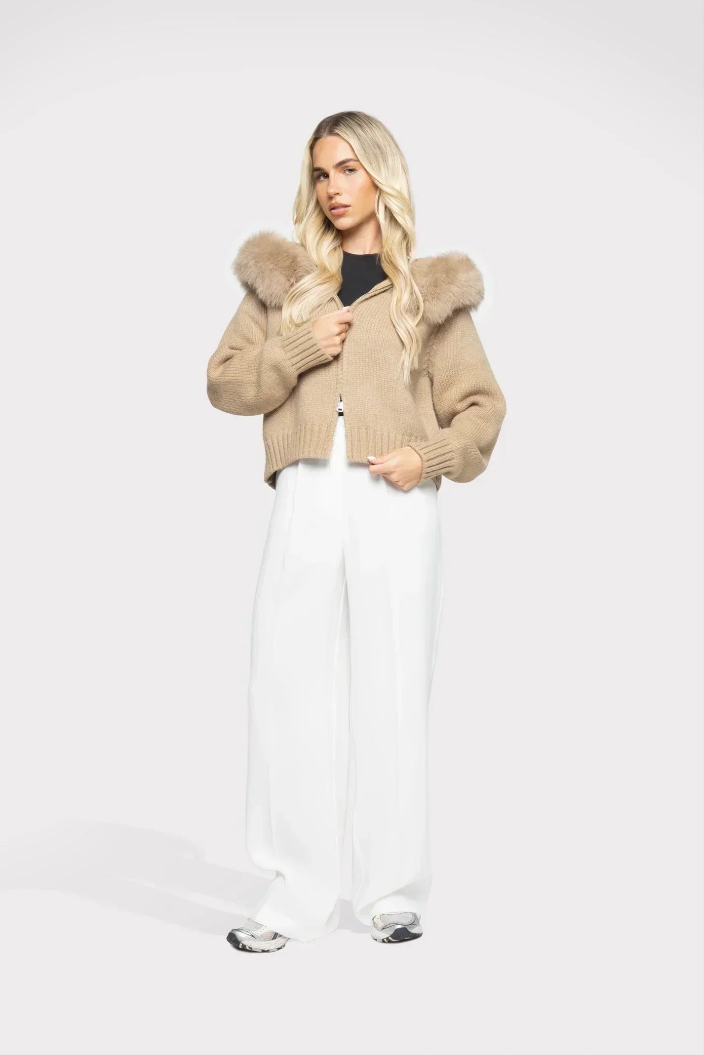 Veste Femme Hivernale – Manteau en Laine Chic à Capuche Fourrée