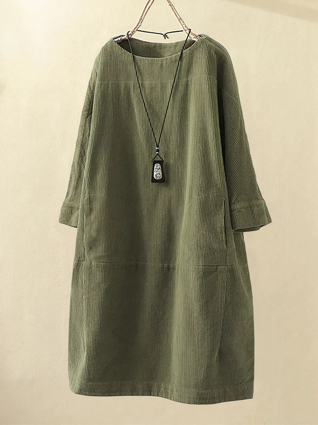 Robe Femme Velours Vert Foncé Manches Longues - LuxeStyle