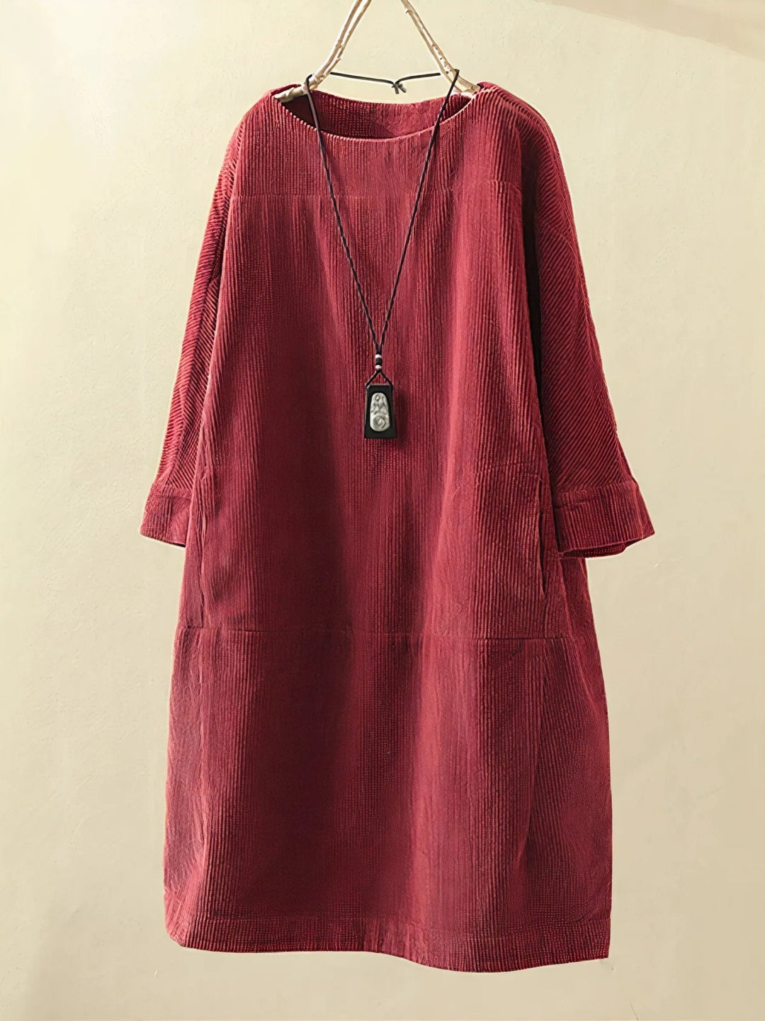 Robe Femme Velours Vert Foncé Manches Longues