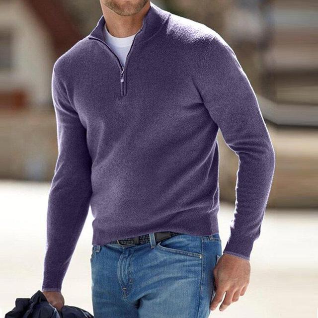 Pull Homme Col V Zippé Mérinos Doux et Élégant