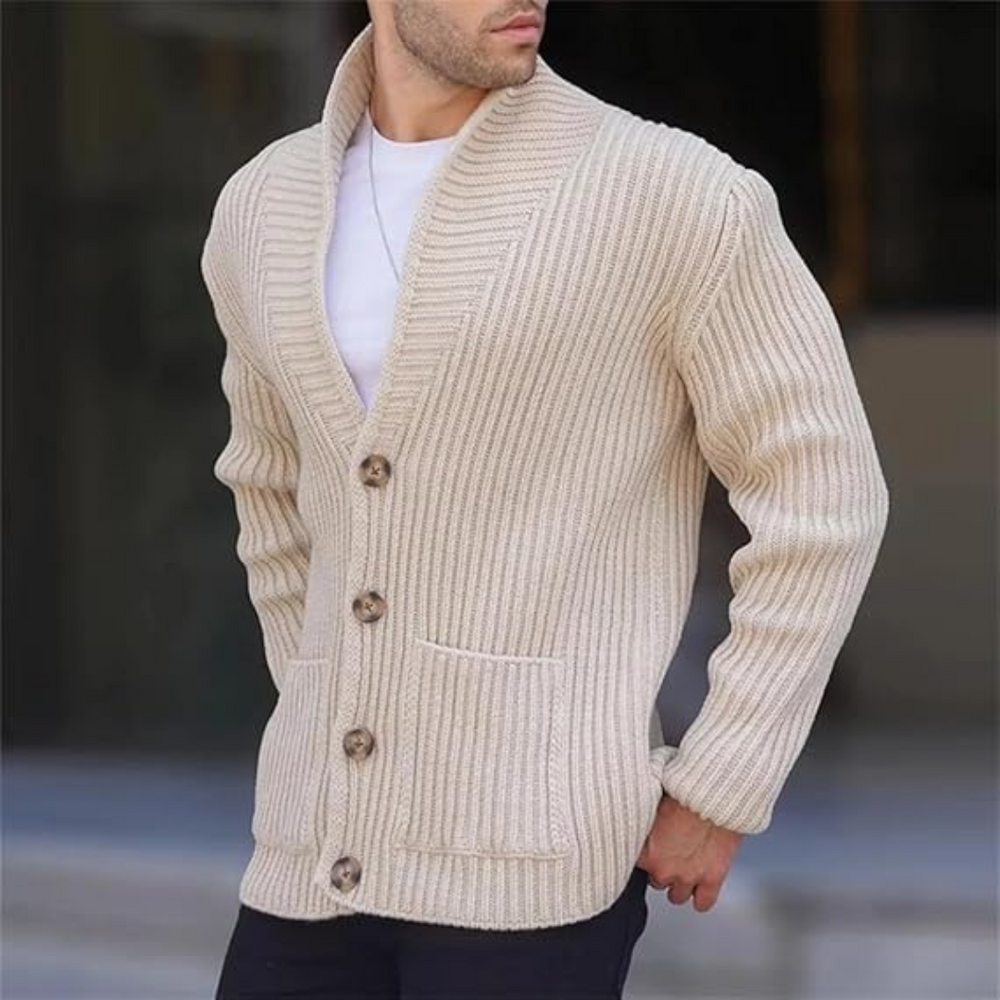 Cardigan casual confortable avec manches longues et poches pratiques - LuxeStyle