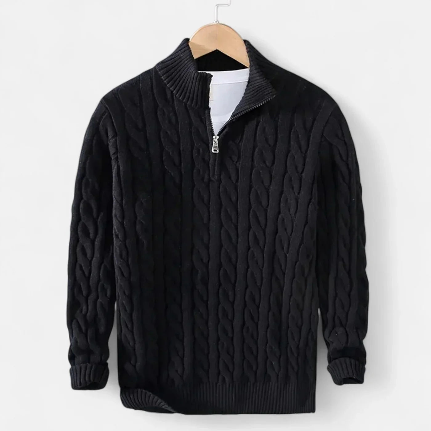 Pull Col Roulé Zippé Homme – Maille Douce Épaisse & Coupe Dégagée Chic