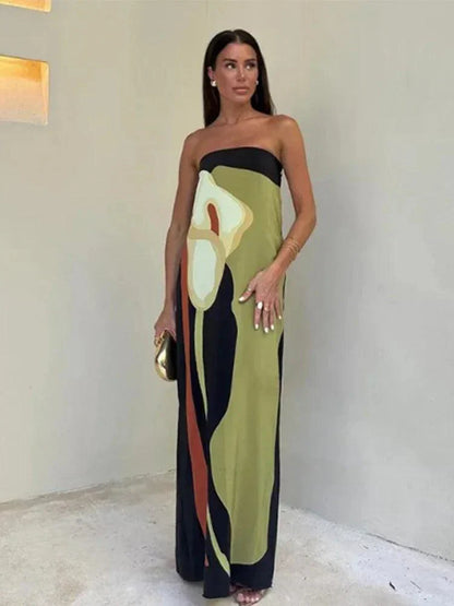 Noircidee™ – Robe Longue Femme Élégante avec Imprimé Abstrait Tendance