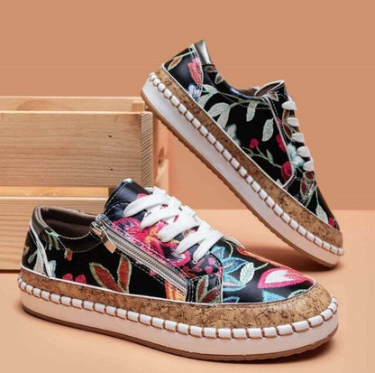 Baskets femme colorées à motifs floraux