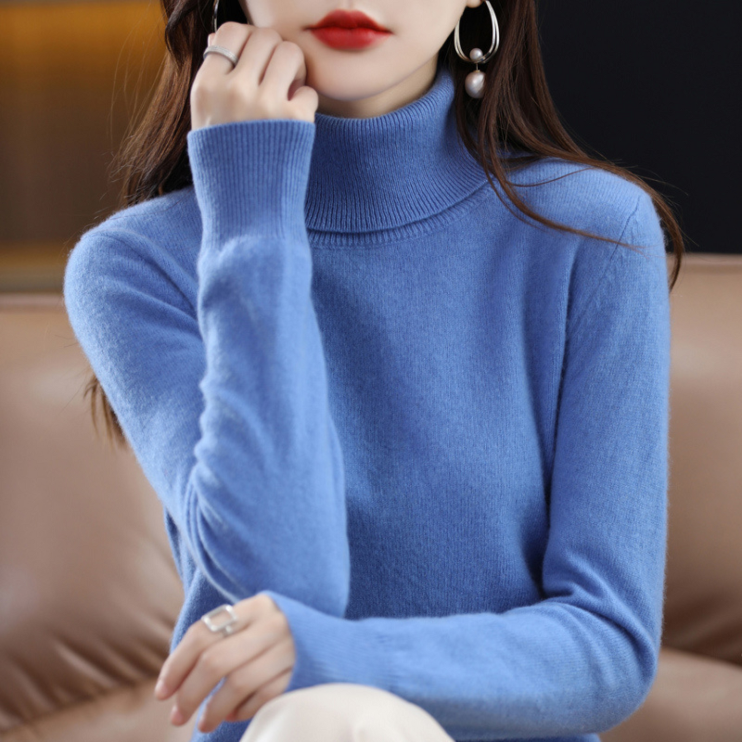Pull Cachemire Doux pour Femme - Col Roulé Confortable et Léger
