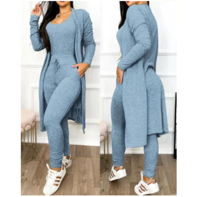 Tenue Sport Féminine Marine Avec Gilet Long et Pantalon Sport