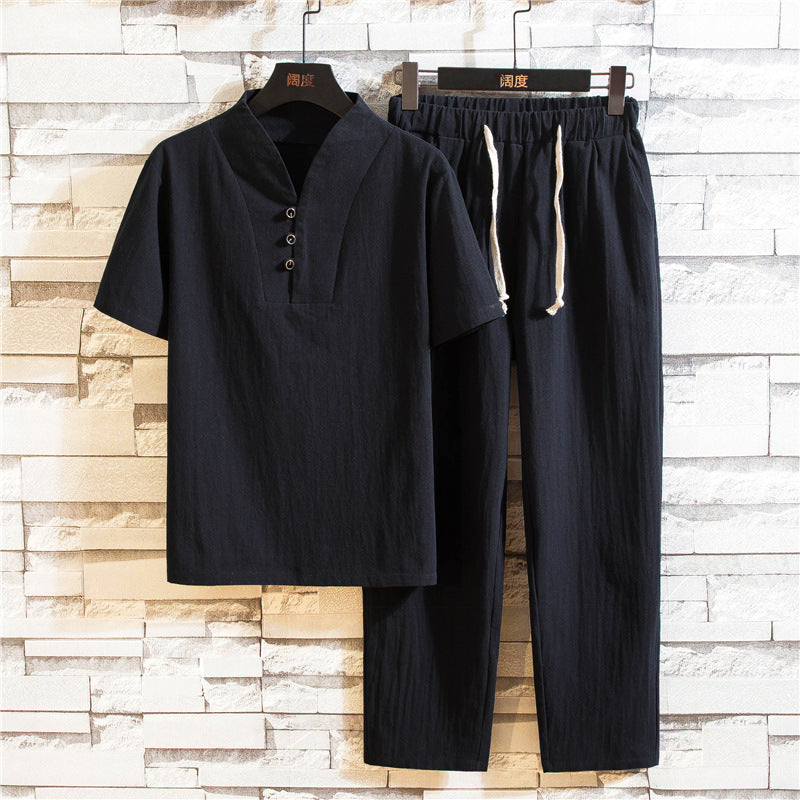 Tenue Été Homme Légère - T-Shirt Décontracté & Short Comfortable pour Jours Chauds