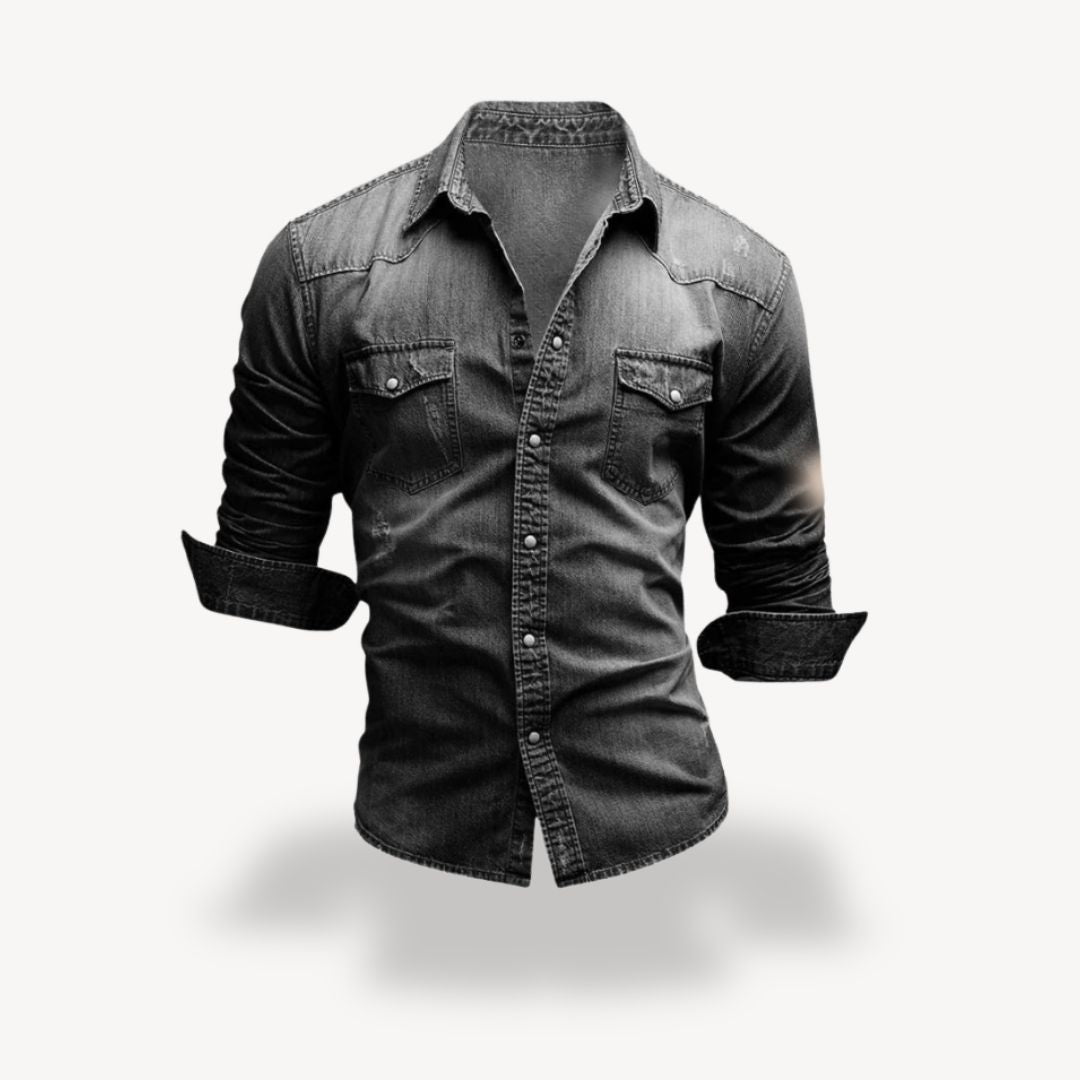 Chemise denim cowboy pour homme - Manches longues