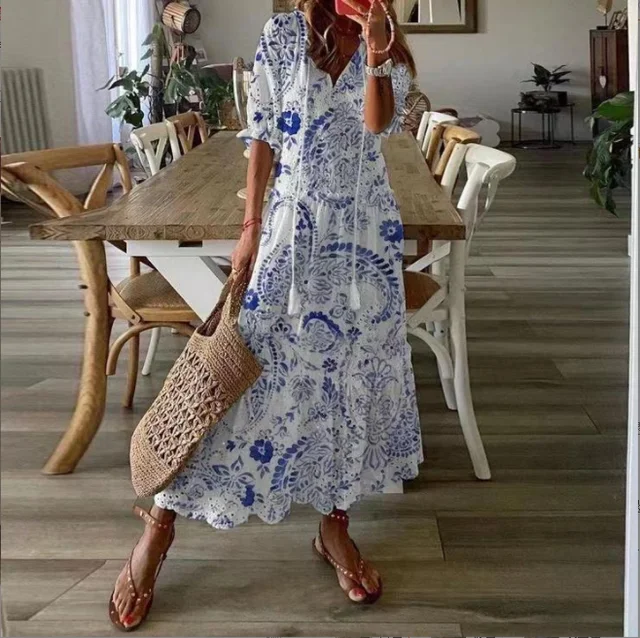 Robe de soirée dentelle blanc femme manches mi-longues