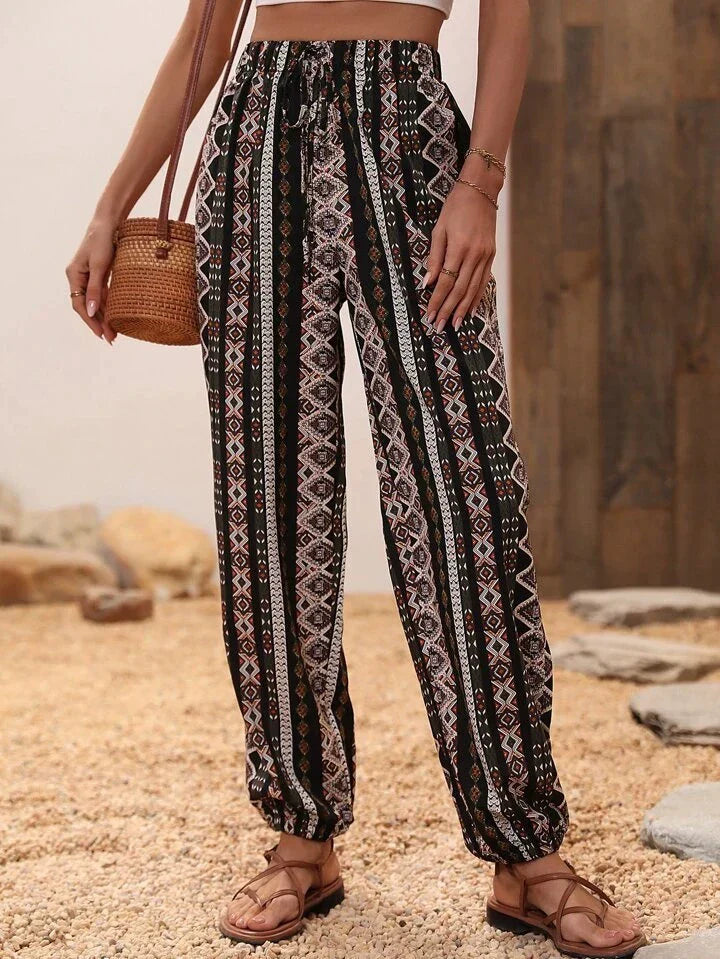 Pantalon Femme Noir Blanc Animé