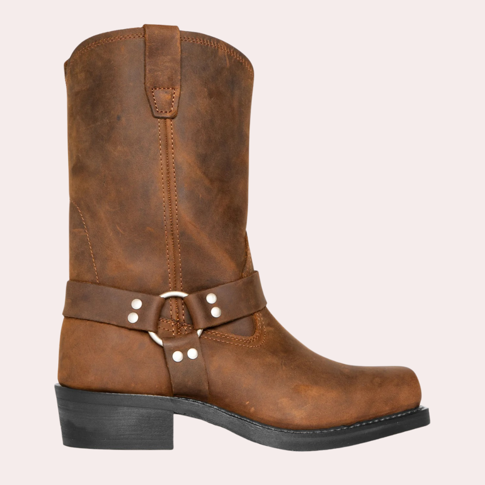 Bottes cowboy élégantes mi-mollet avec détail brodé et confort optimal
