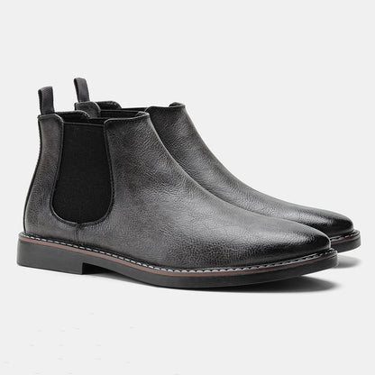 Bottes Cuir Chic pour Homme - Chaussures Mi-Hautes d'Hiver à Bout Pointu