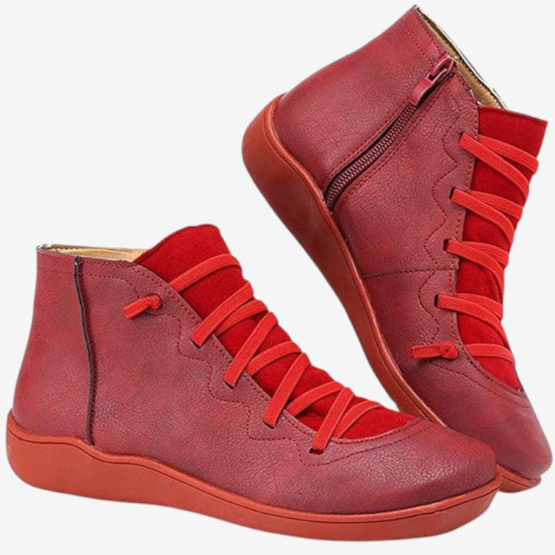Bottines Femmes à Lacets et Fermeture Éclair