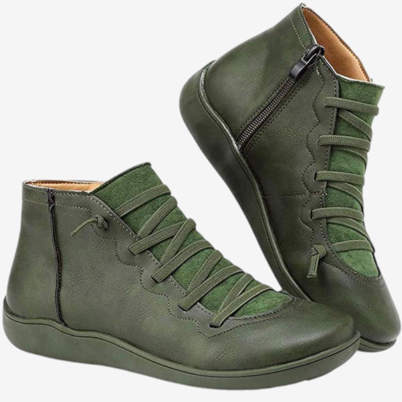 Bottines Femmes à Lacets et Fermeture Éclair