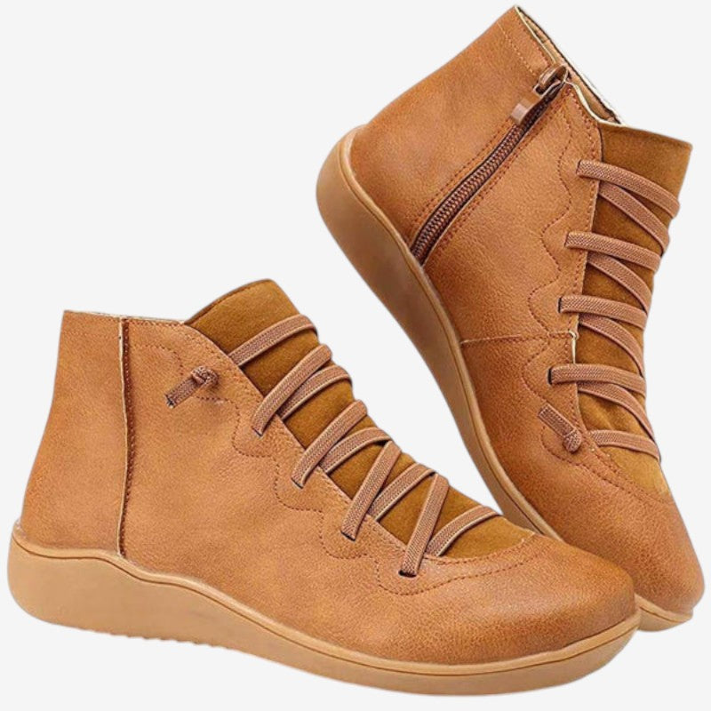 Bottines Femmes à Lacets et Fermeture Éclair