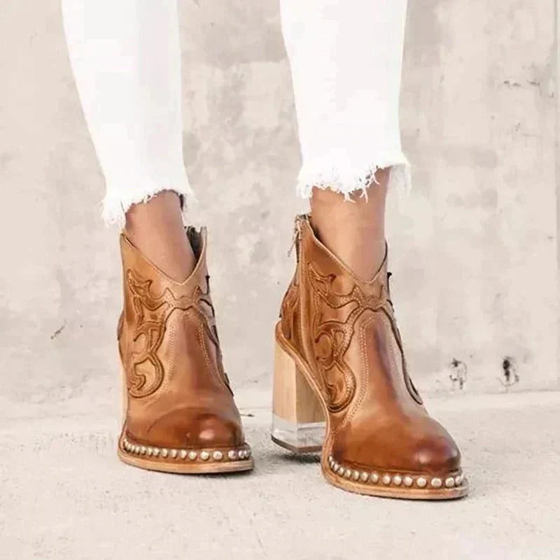 Bottines Femme Élégantes à Talon Haut avec Fermeture Éclair pour Automne Hiver
