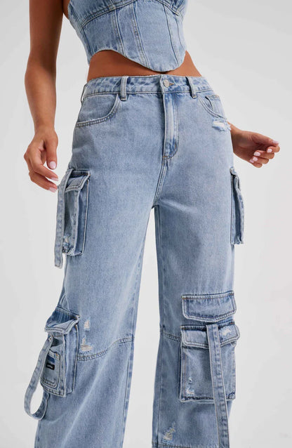 Combinaison Corset à Bretelles et Pantalon Cargo Détente pour Femme - LuxeStyle