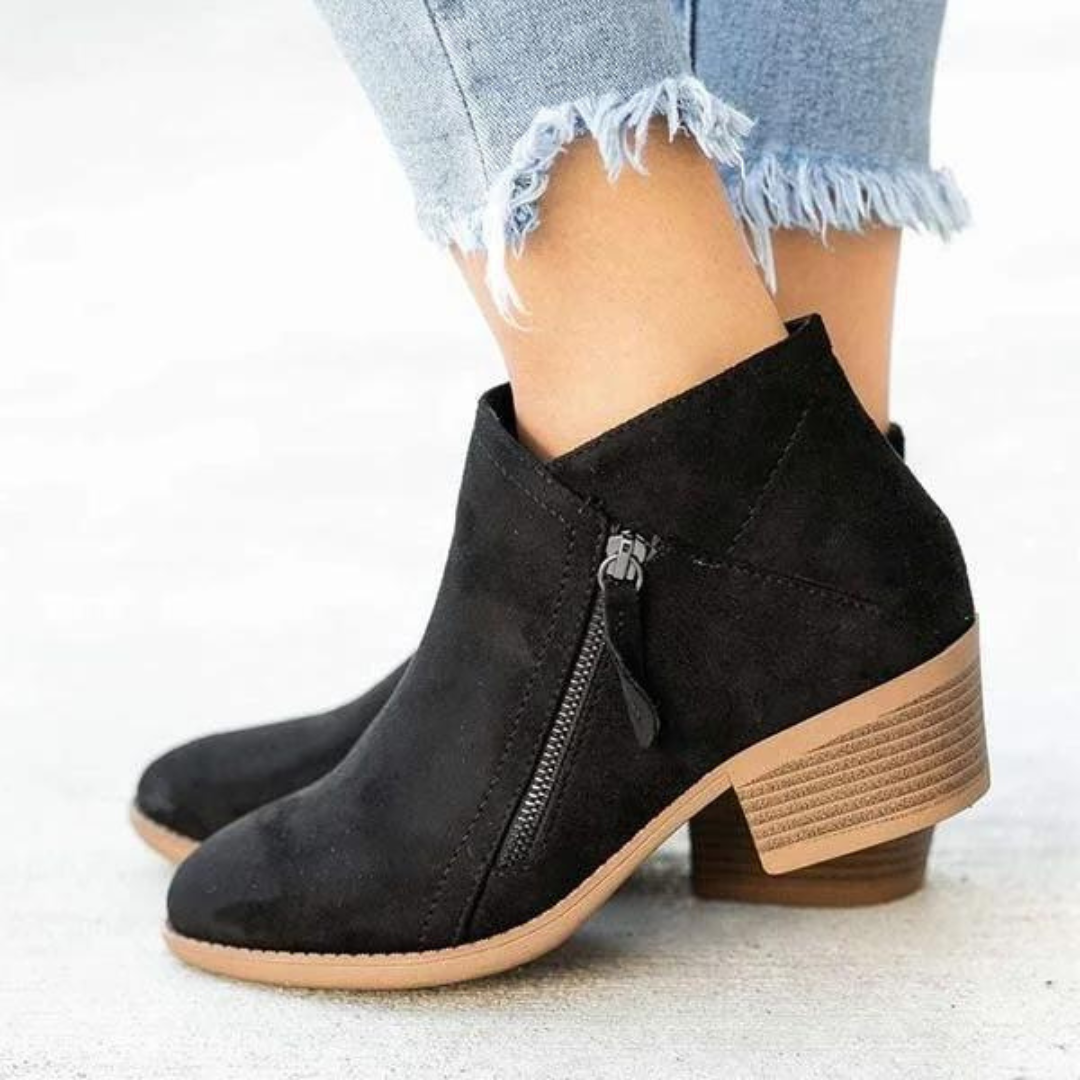 Bottes Femmes Élégantes - Chaussures Confortables en Cuir avec Semelle Grip