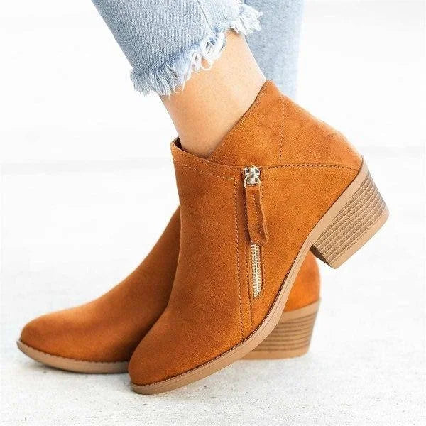Bottes Femmes Élégantes - Chaussures Confortables en Cuir avec Semelle Grip
