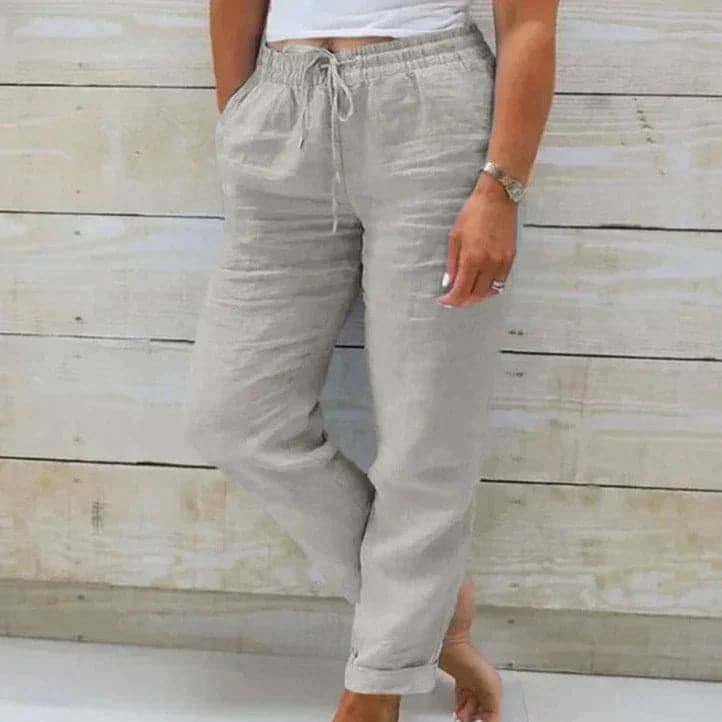Pantalon Lin Élégant pour Femme Taille Haut - LuxeStyle