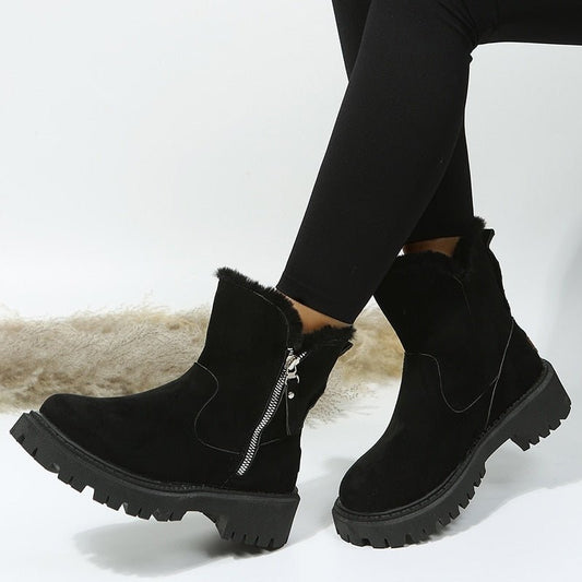 Bottes Daim Noir Élégantes Fourrure Intérieure - LuxeStyle