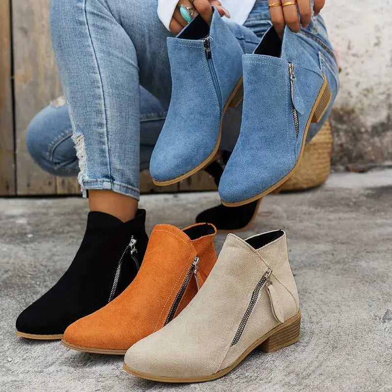 Bottes Femmes à Fermeture Éclair Lateral Pour Tous Les Jours - LuxeStyle
