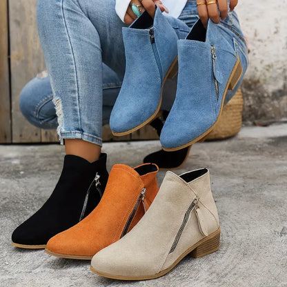 Bottes Femmes à Fermeture Éclair Lateral Pour Tous Les Jours - LuxeStyle