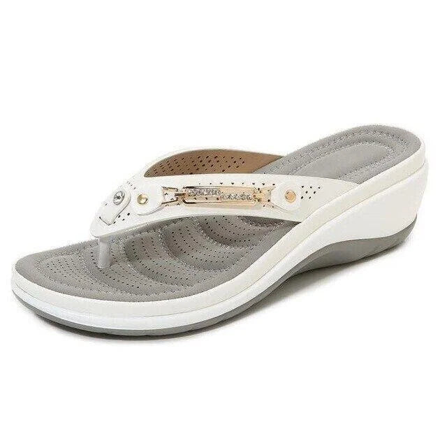 Sandales plates formes blanches femme décolletées
