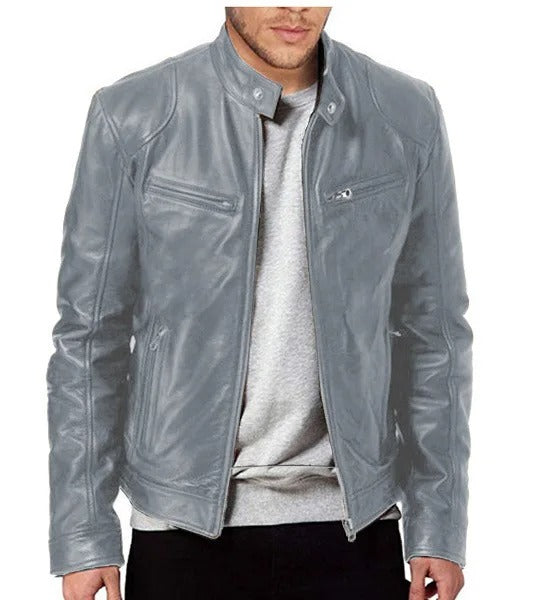 Blouson Cuir Noir Homme Éclair Rapide - LuxeStyle