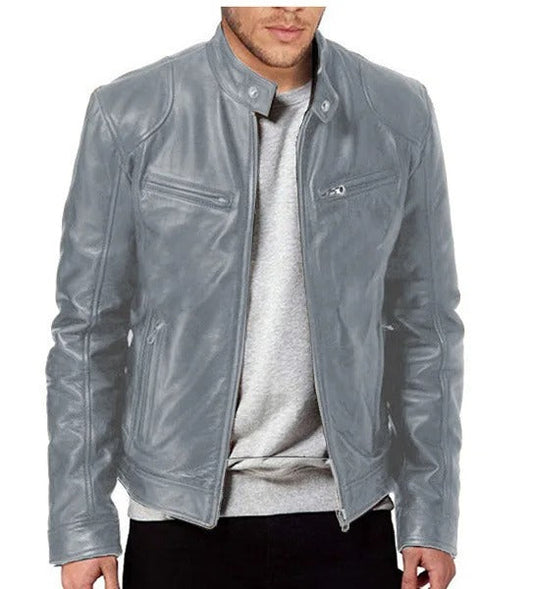 Blouson Cuir Noir Homme Éclair Rapide - LuxeStyle