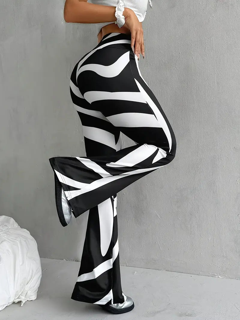 Pantalon Femme Large à Taille Élevée Imprimé Floral - LuxeStyle