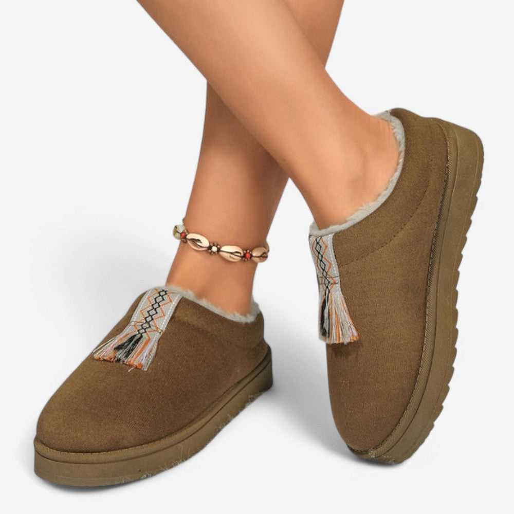 Chaussons Douillets à Semelle Plate Polaire