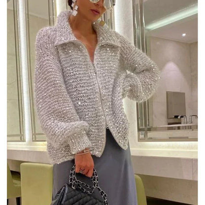 Gilet Femme Chic Pailleté Élégant