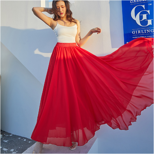 Jupe maxi soleil en voile léger pour femme