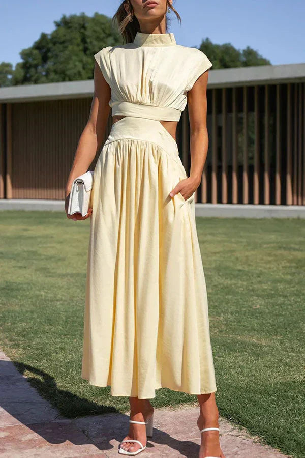 Robe longue femme décontractée plissée