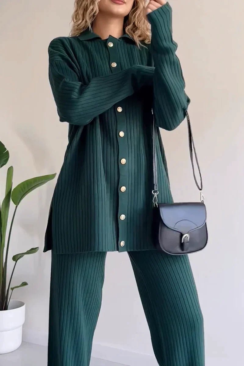 Amelia - Ensemble décontracté avec chemise classique et pantalon large - LuxeStyle
