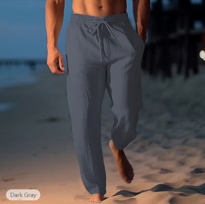 Pantalon Homme Plage Lin Clair Décontracté