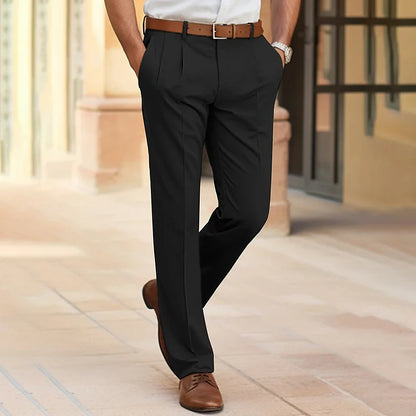 Pantalon Classique Homme Marine avec Ceinture Cuir