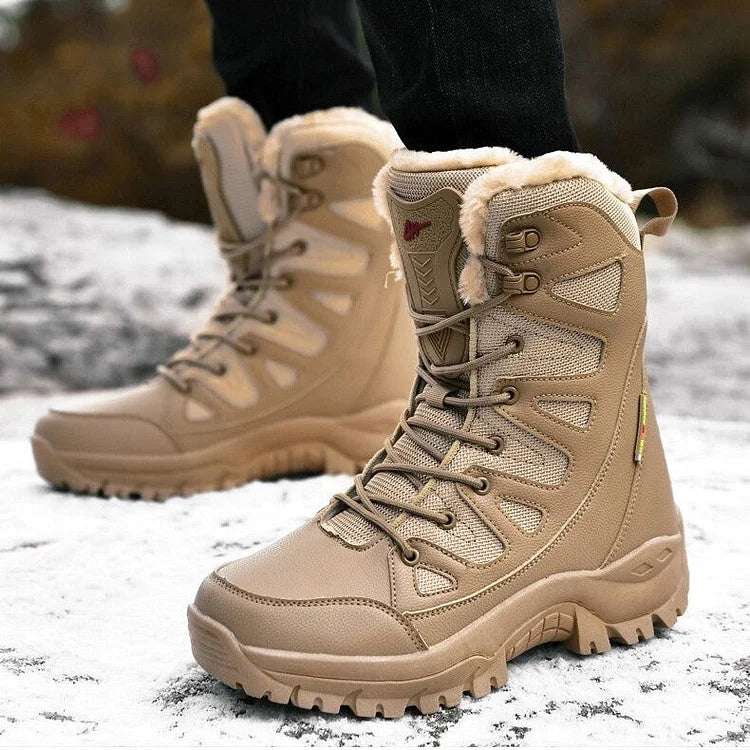 Bottes de marche étanches en cuir femme marron