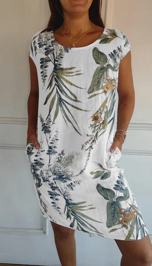 Floravia™ – Robe Longue Femme Élégante en Coton et Lin
