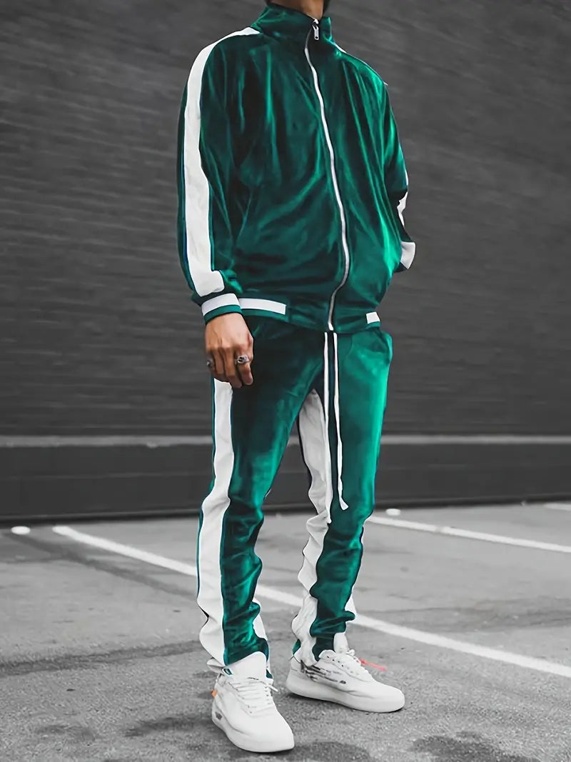 Survêtement Homme Décontracté Veste et Pantalon Sport