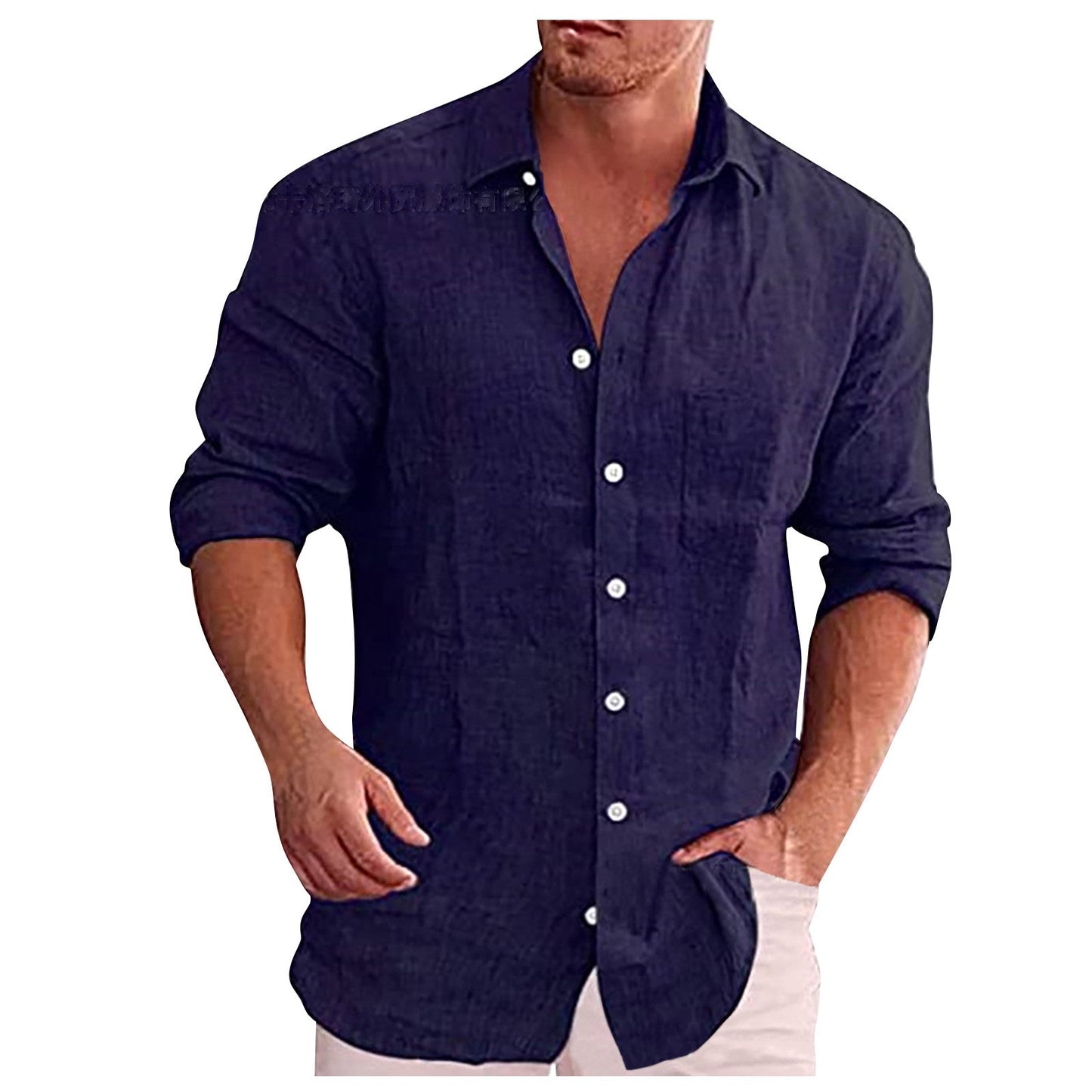 Chemise Homme Noir Classique Manches Longues Décontractée