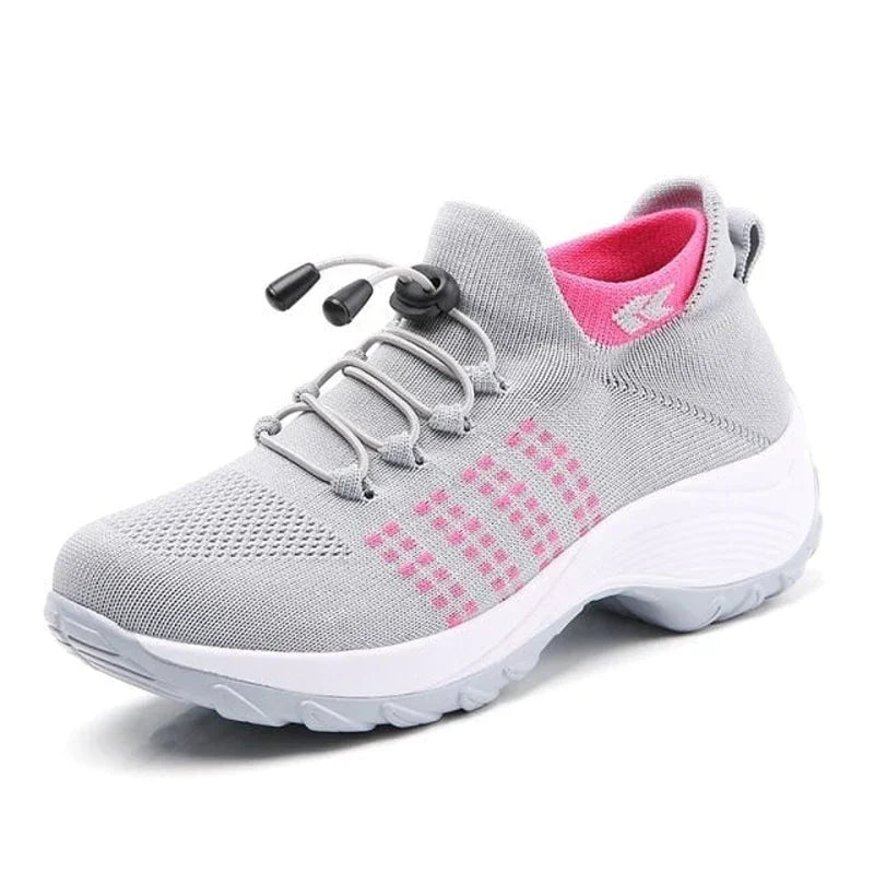 Chaussures running féminines bleues à lacets