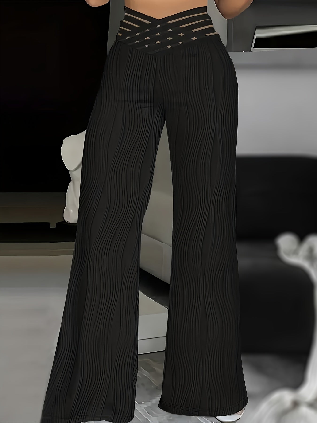 Pantalon large à taille haute tendance pour femme