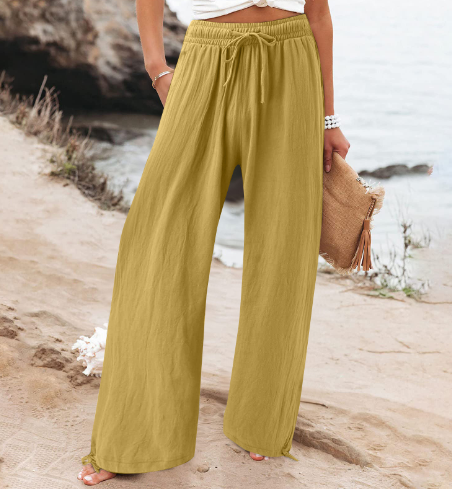 Pantalon lin léger femme beige été
