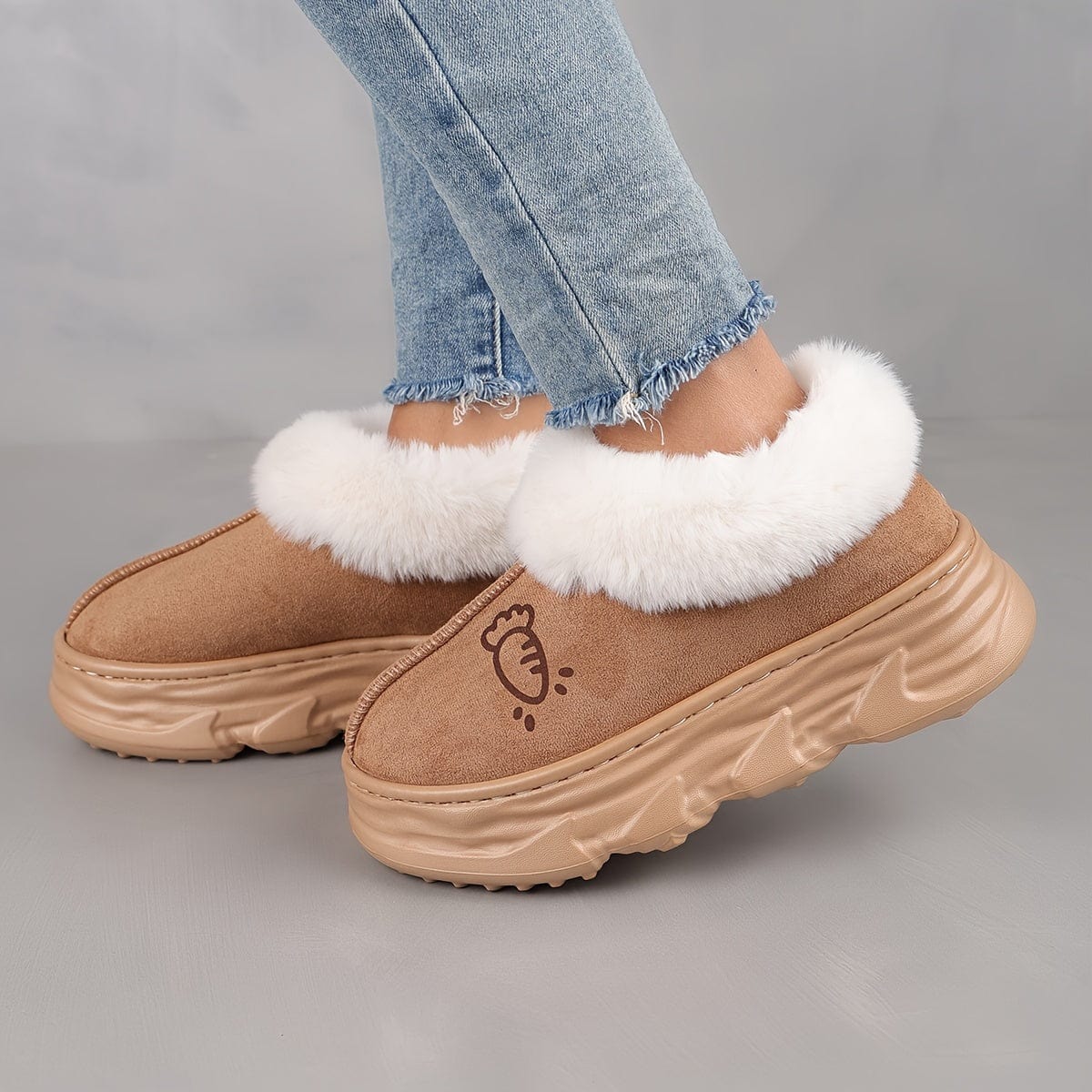 Chaussures en Fourrure Synthétique Confortables et Stabilisatrices