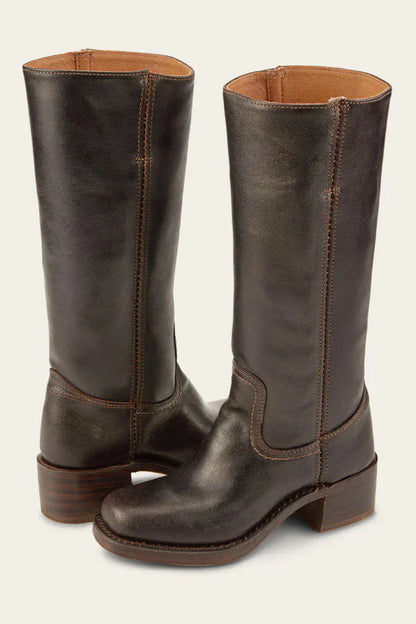Bottes Femmes Country Élégantes – Chaussures Hautes à Talon Épais avec Look Luxe & Design Classique
