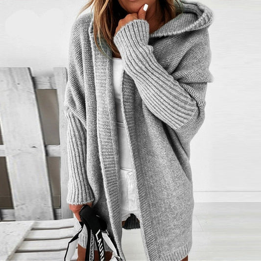 Cardigan Long Tendance À Capuche Pour Femme | Hiver