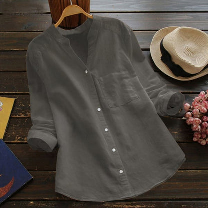 Chemise Femme Lin Élégante Manches Longues